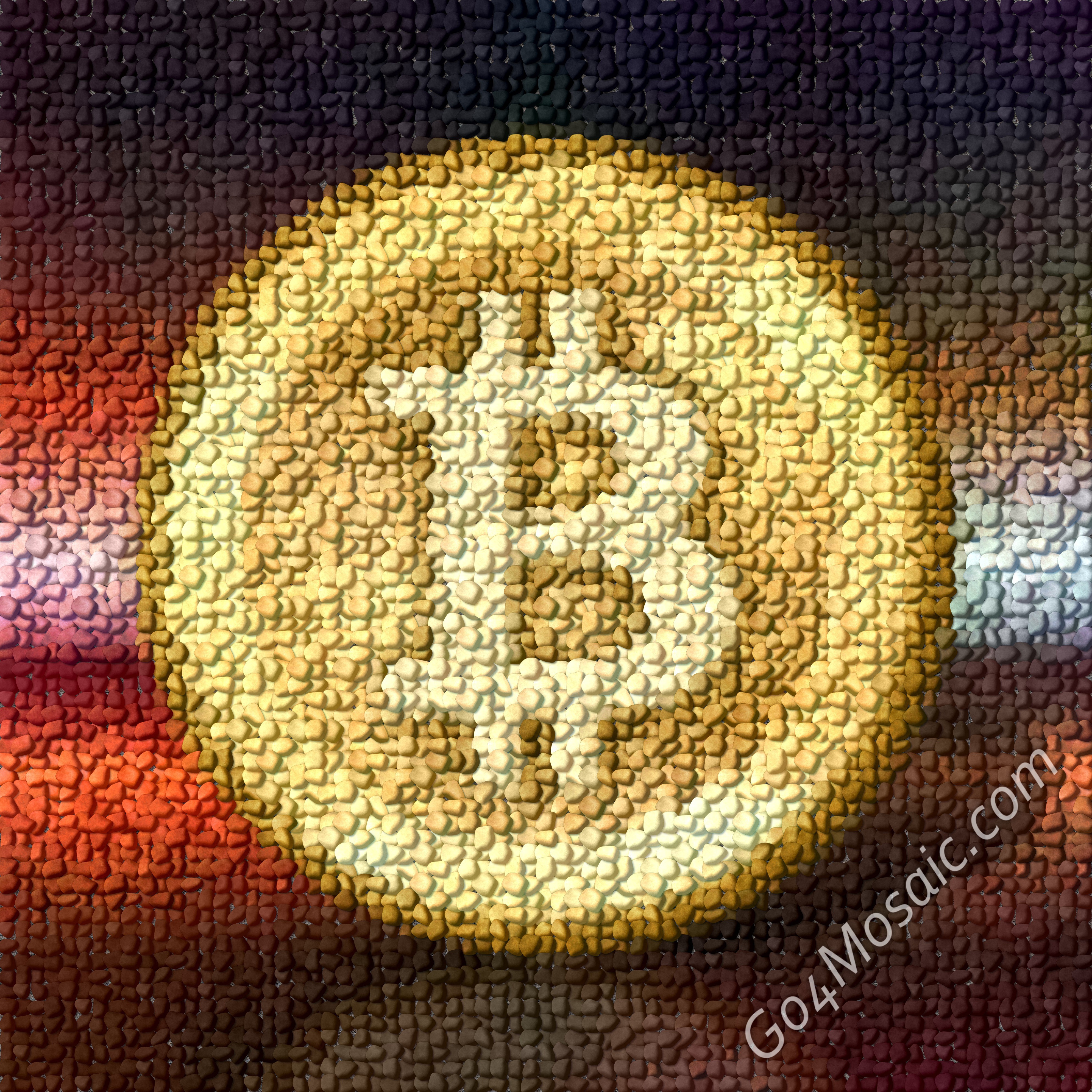 Bitcoin mosaic from Pebbles