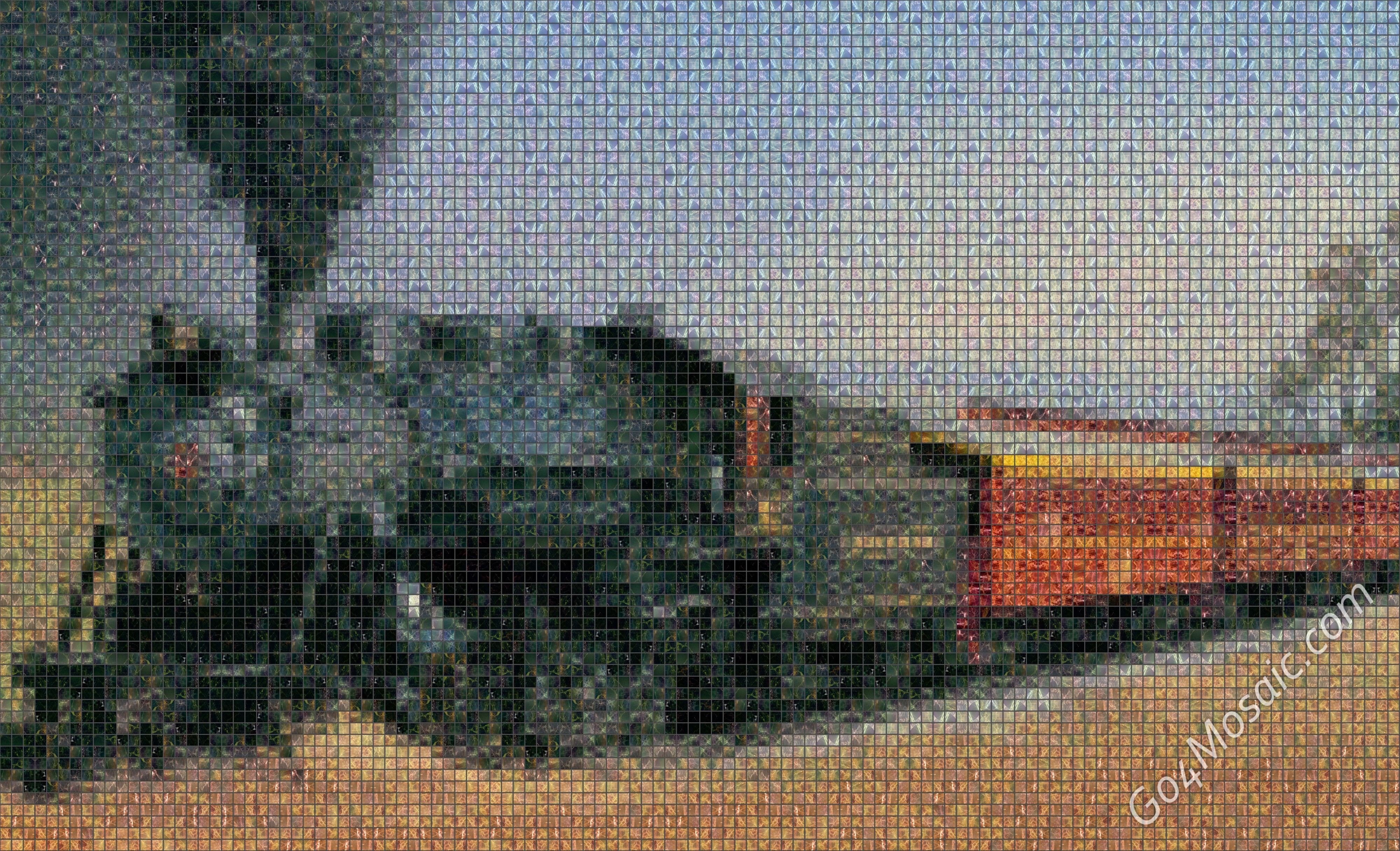 Steam Train mosaic from Marble
