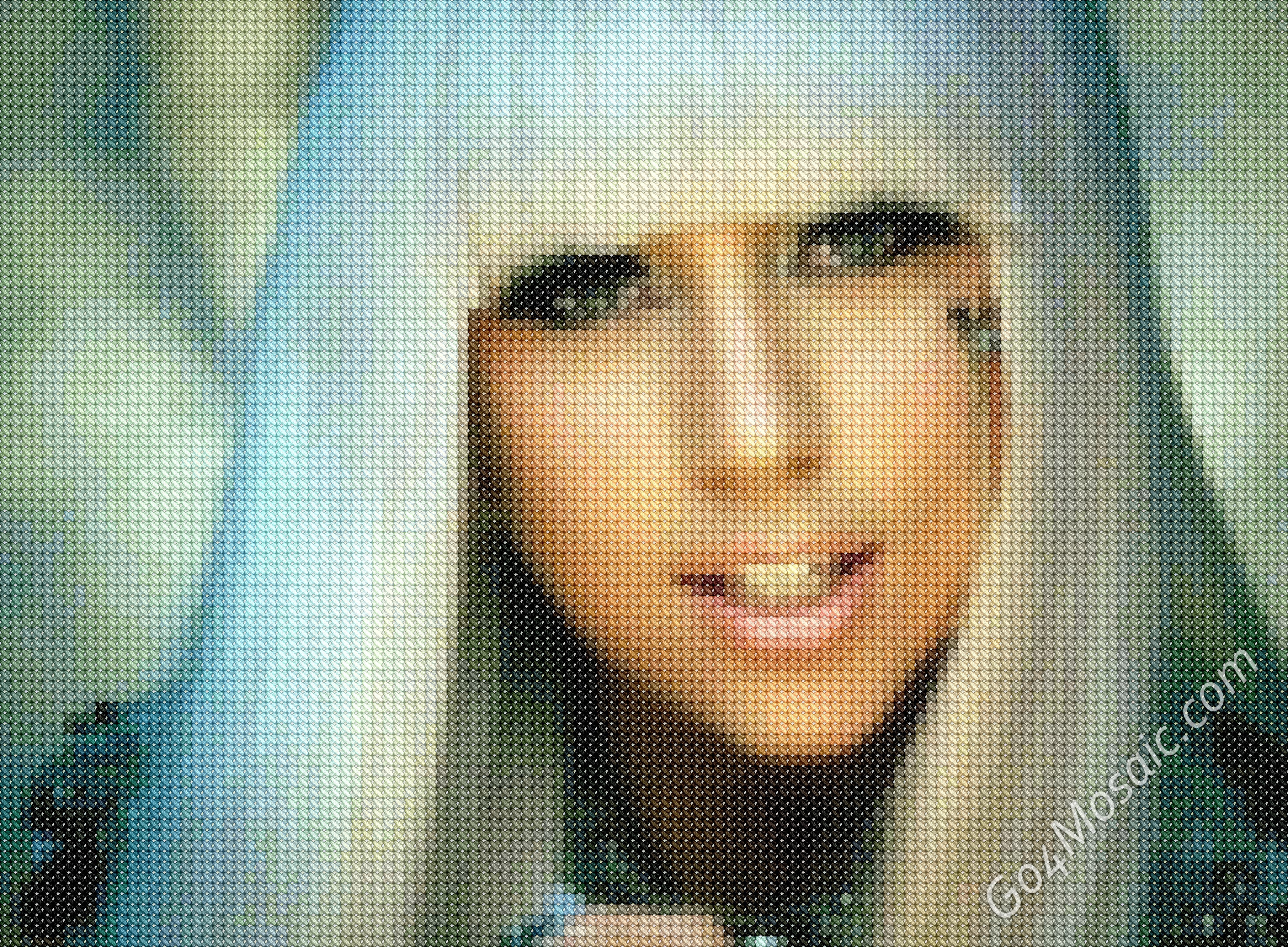 Cross-stitched Lady Gaga mosaic