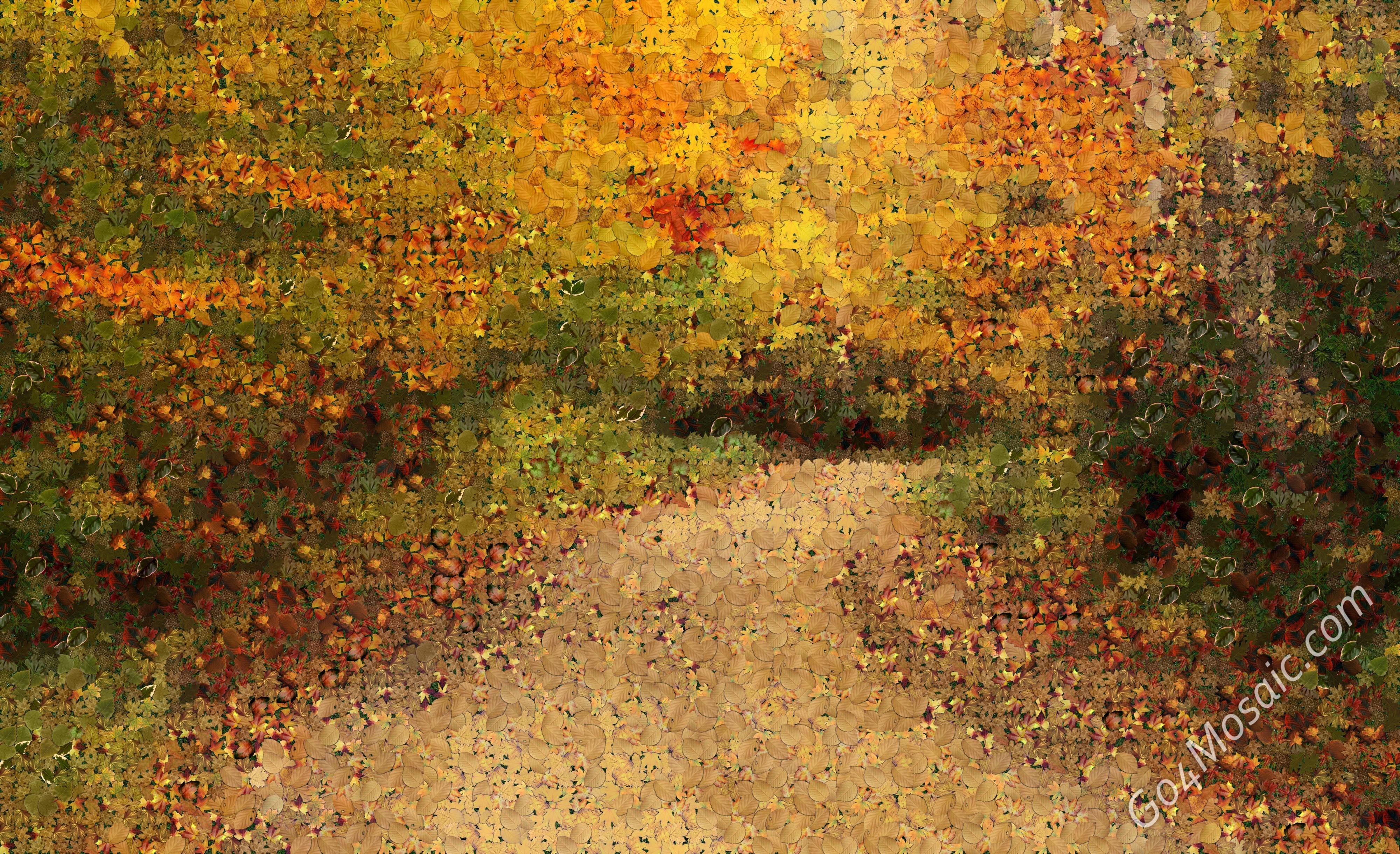 Autumn Road mosaic from Leaves