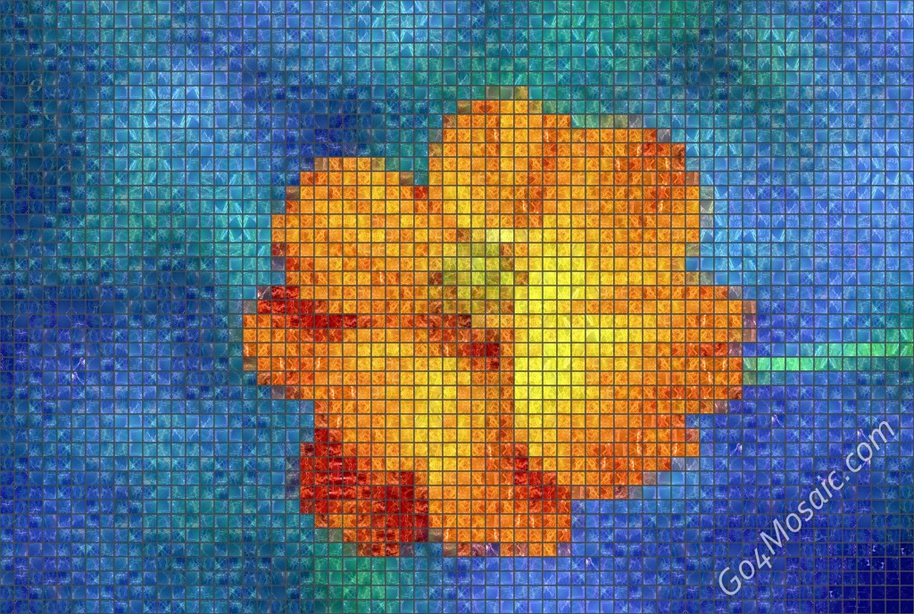 Orange Flower mosaic from Marble