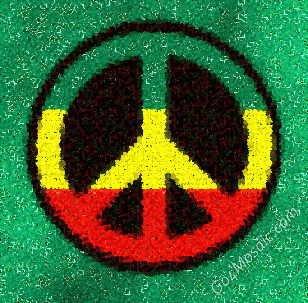Rasta Peace mosaic from Leaves.