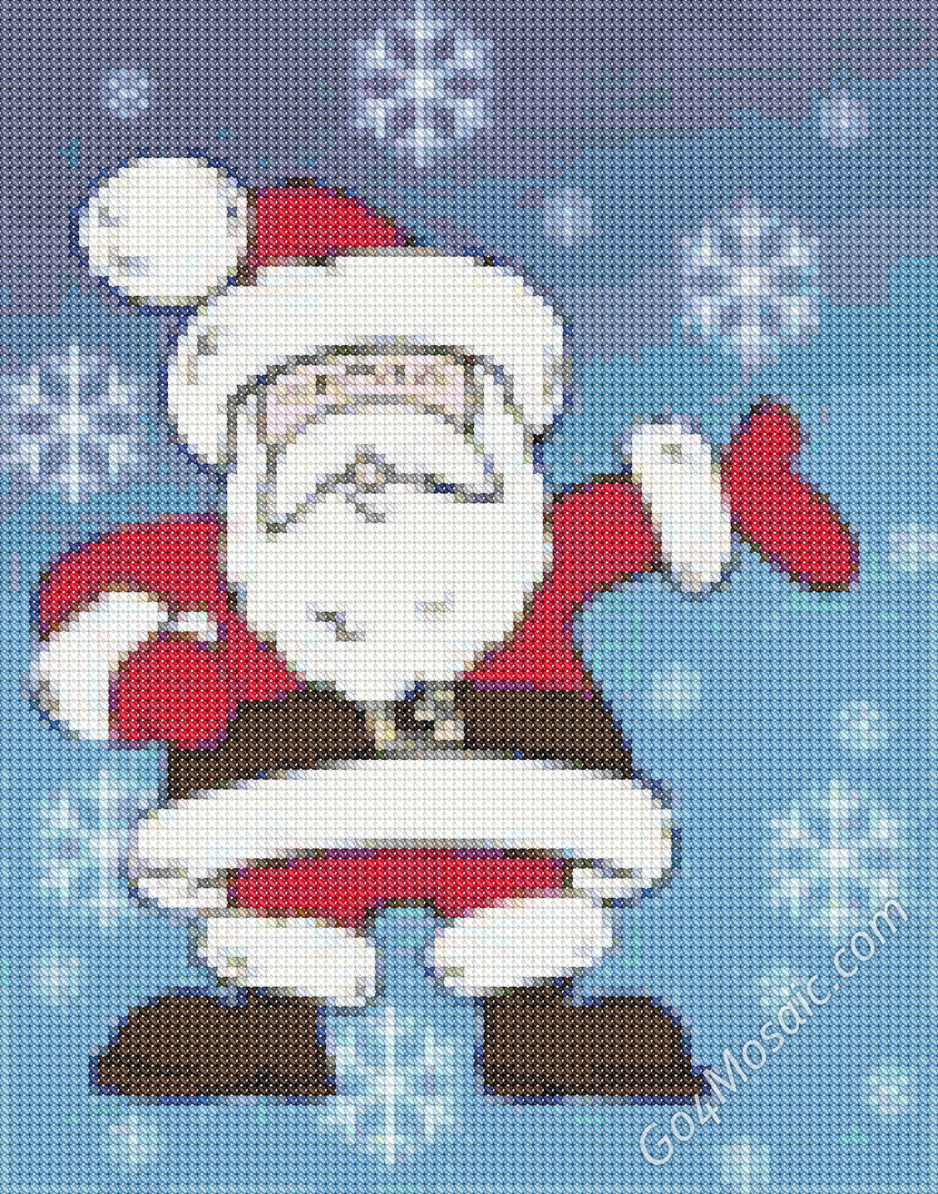 Cross-stitched Santa mosaic