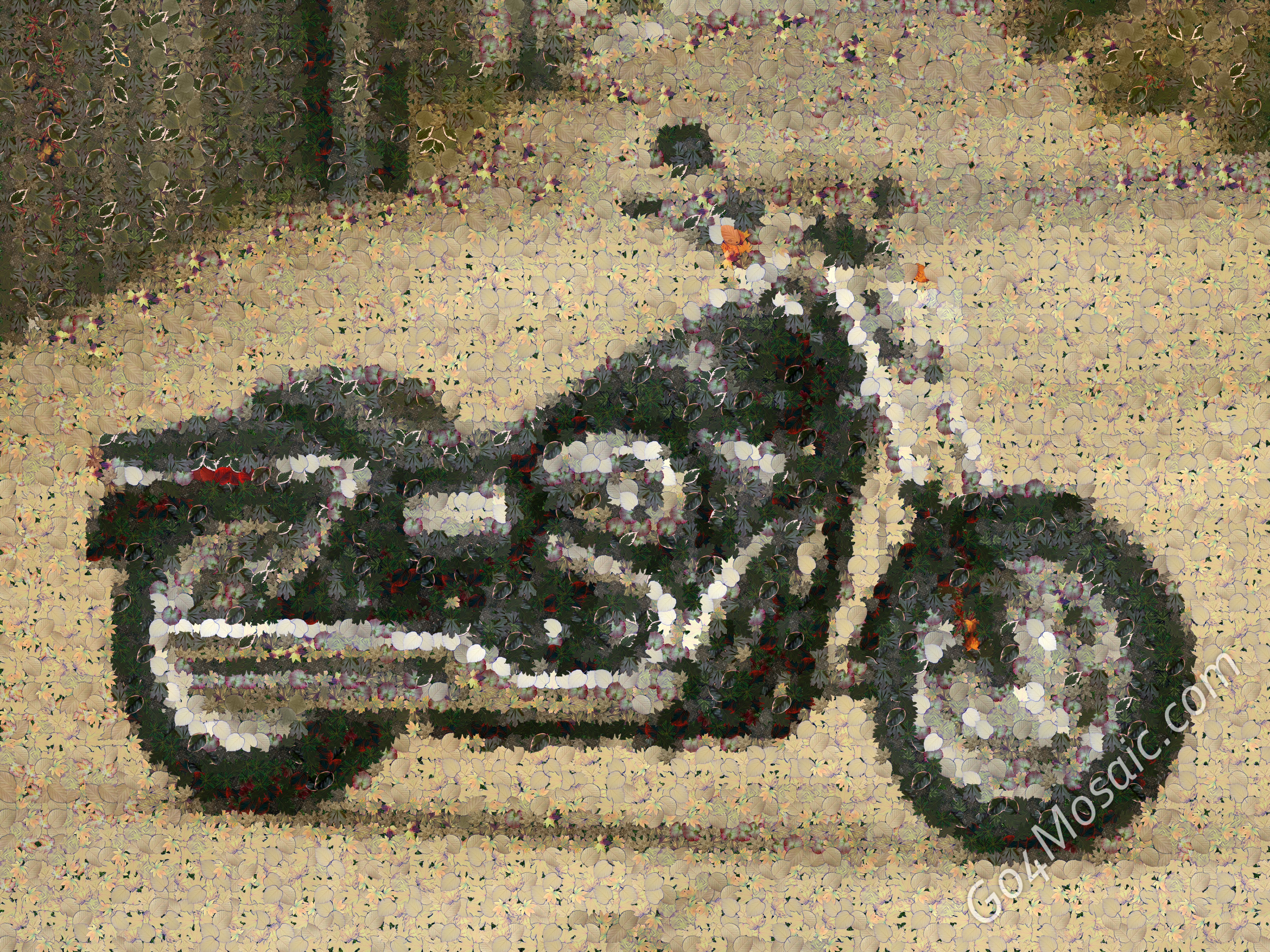 Harley mosaic from leaves