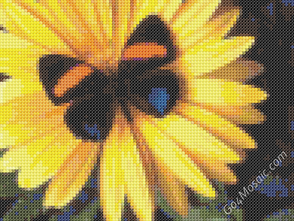 Butterfly mosaic from cross-stitched