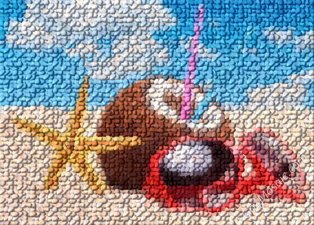 Summer vacation mosaic from pebbles